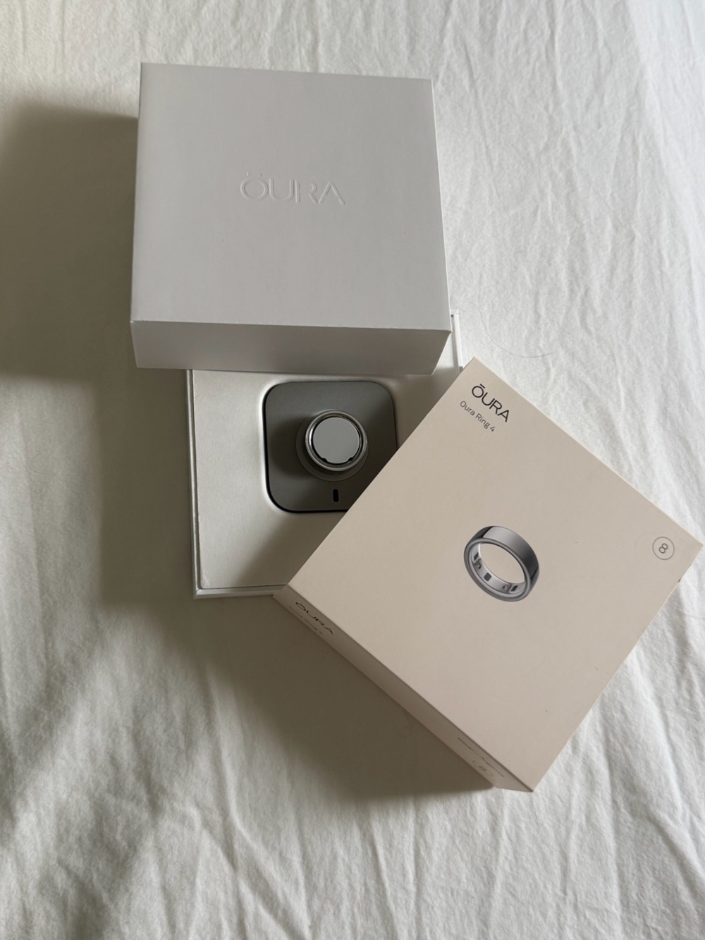 Oura Ring Size 8 Silver with Charging Dock and Box
